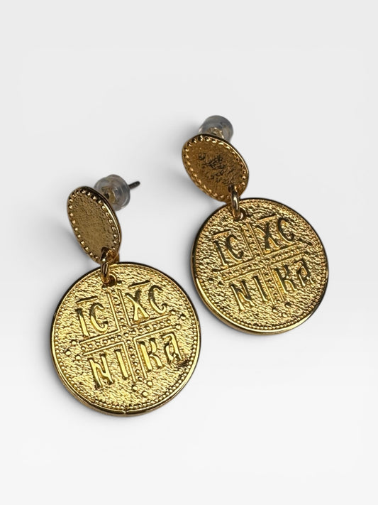 Large IXNCA Stainless Steel Gold Earrings