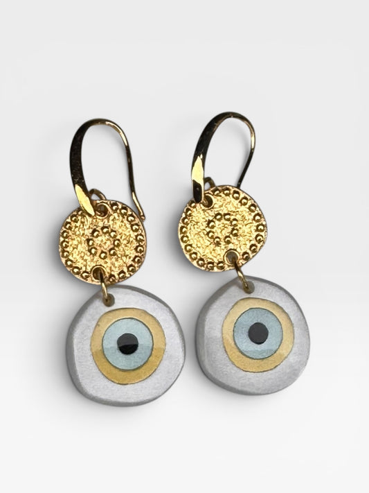 Evil Eye Drop Earrings Enamel