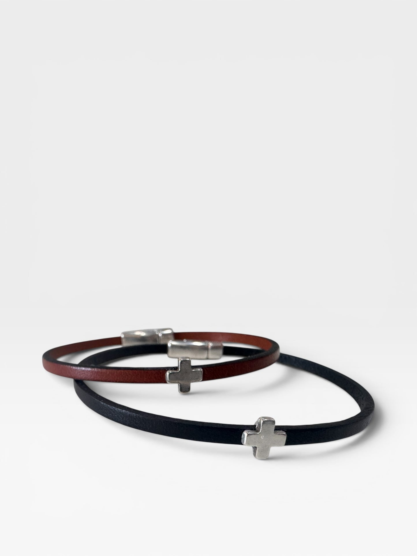 Single Layer Leather Cross Bracelet