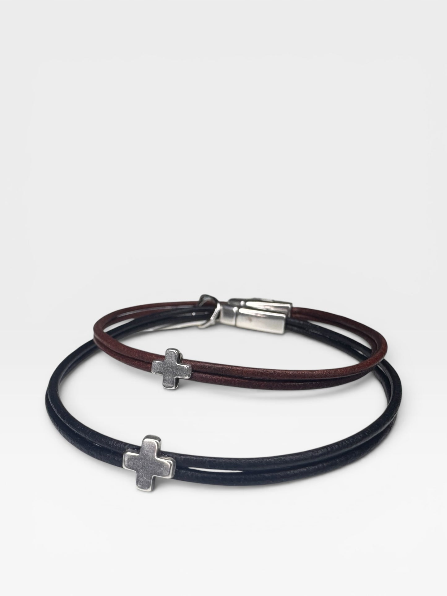 Cross Double Layer Leather Bracelet