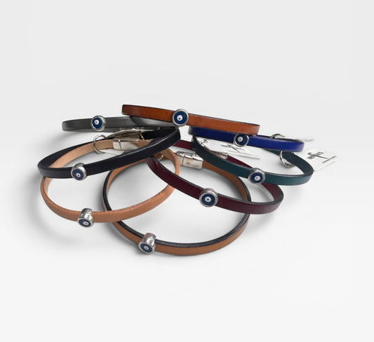 Evil Eye Minimalist Leather Bracelet