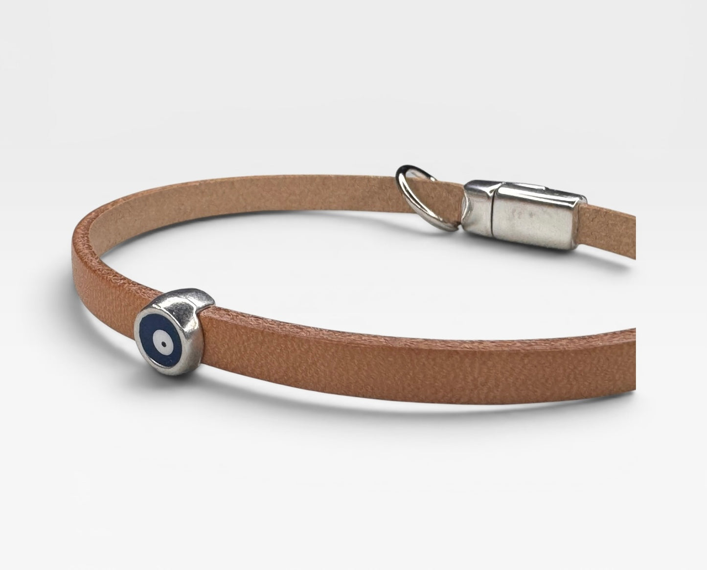 Evil Eye Minimalist Leather Bracelet