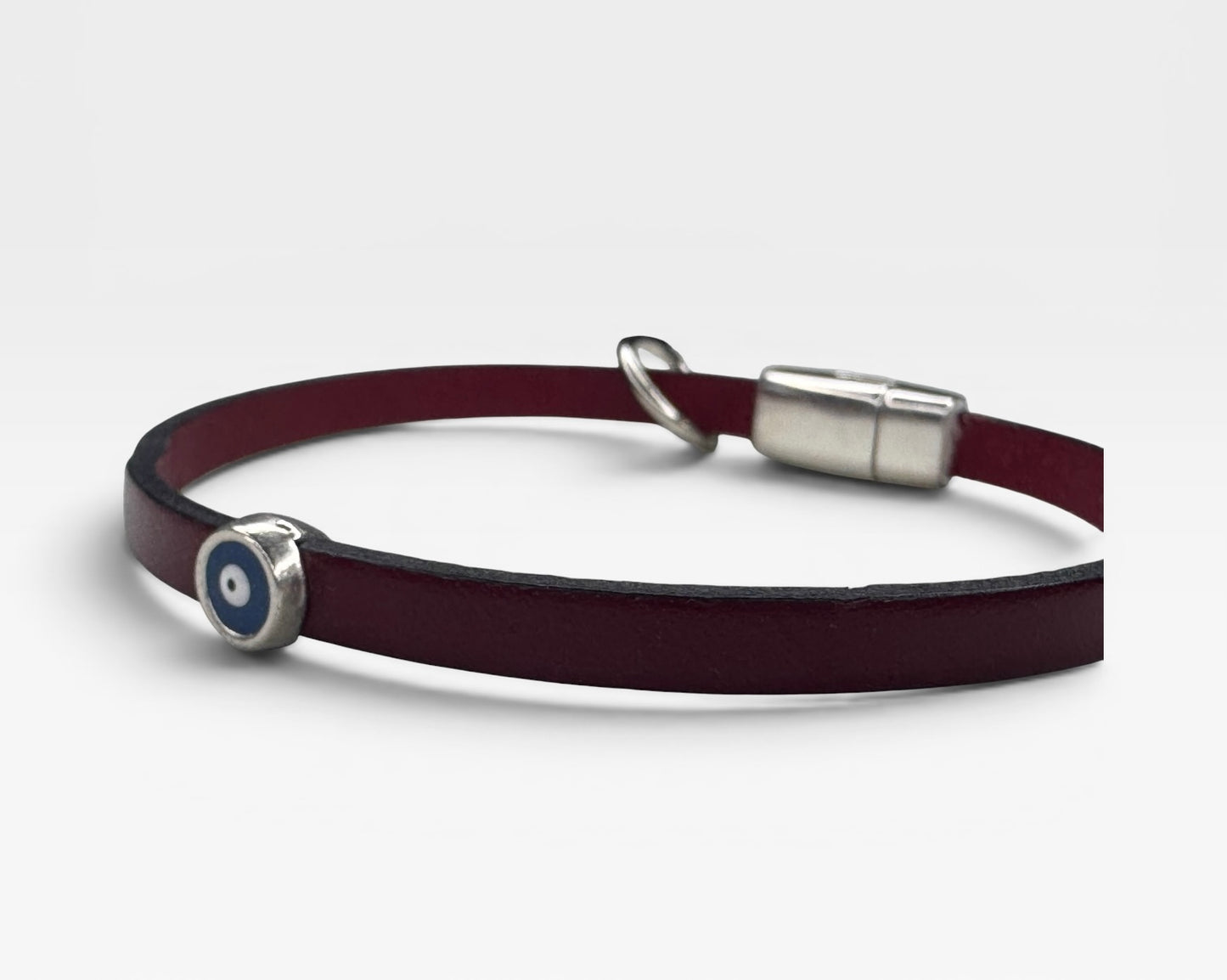Evil Eye Minimalist Leather Bracelet