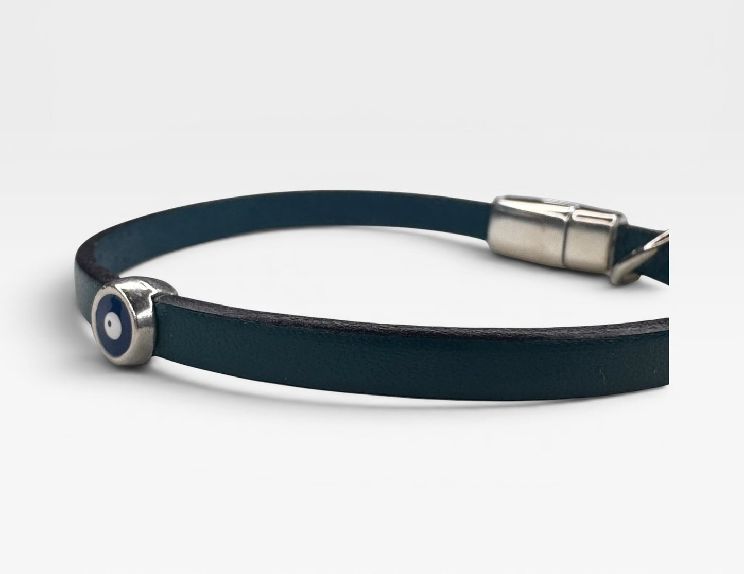 Evil Eye Minimalist Leather Bracelet