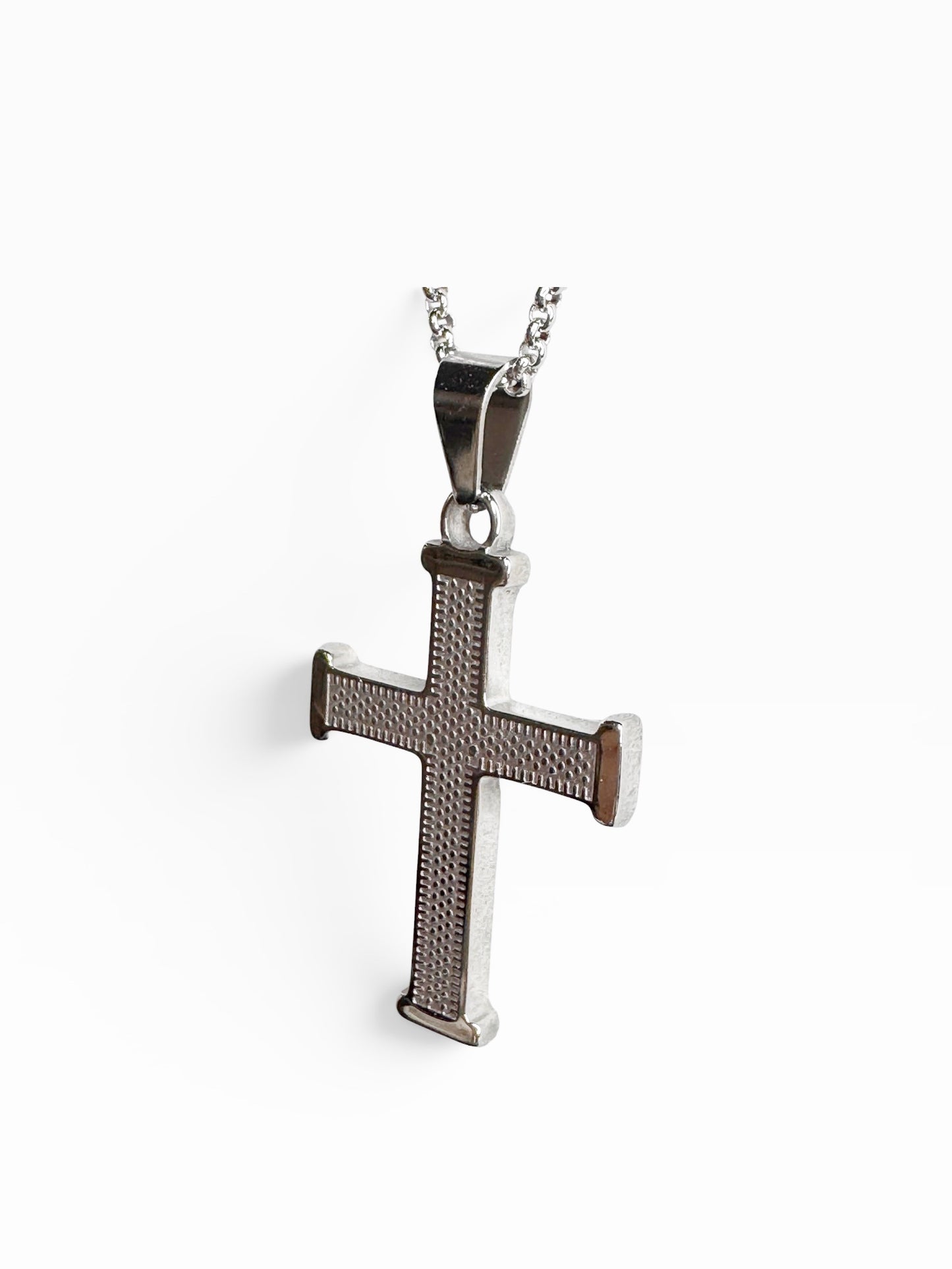 Hermes Etched Stainless Steel Cross