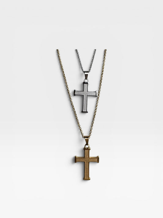 Hermes Etched Stainless Steel Cross