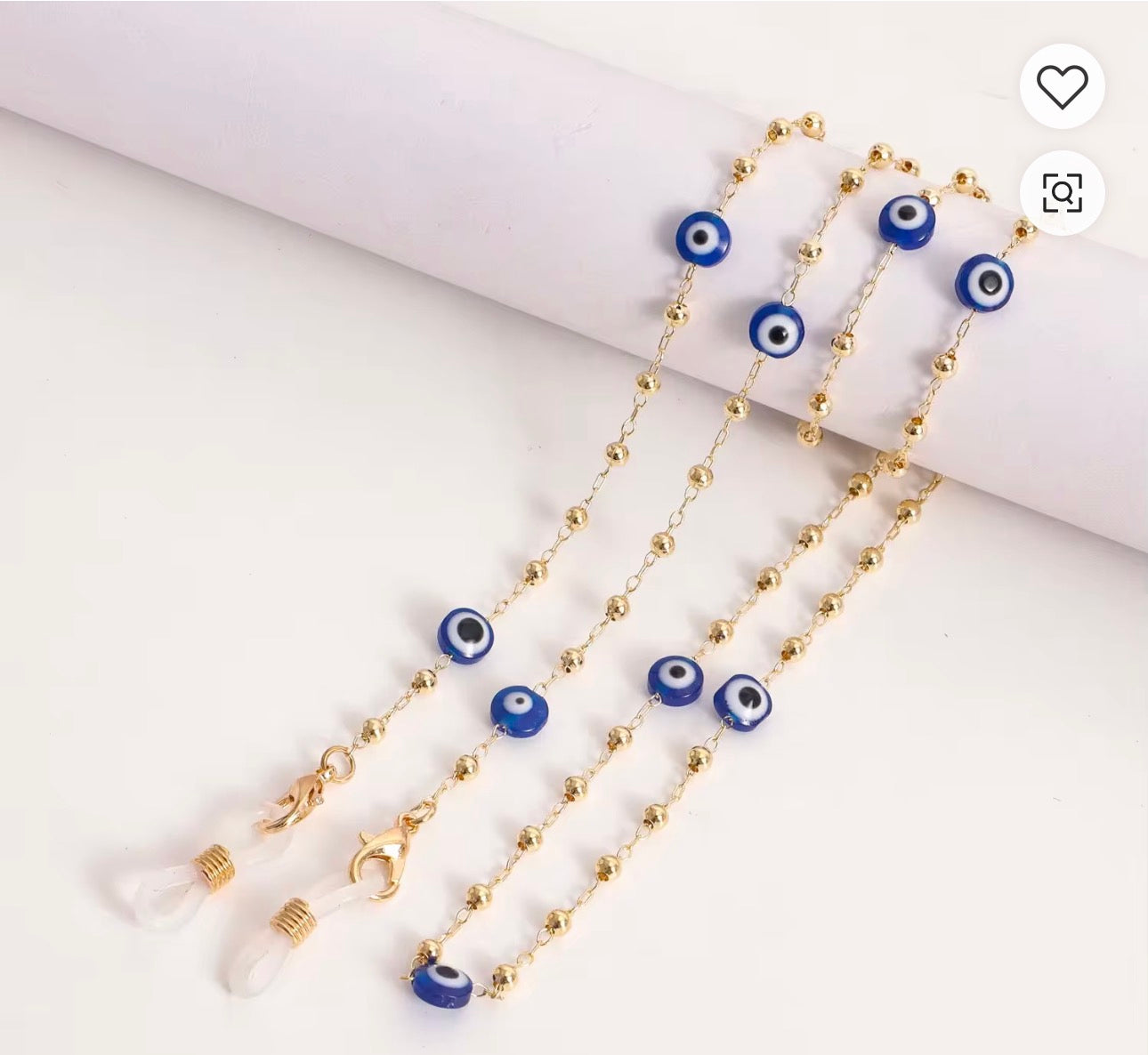 Gold Tone Evil Eye Metal Eye Glass Chain