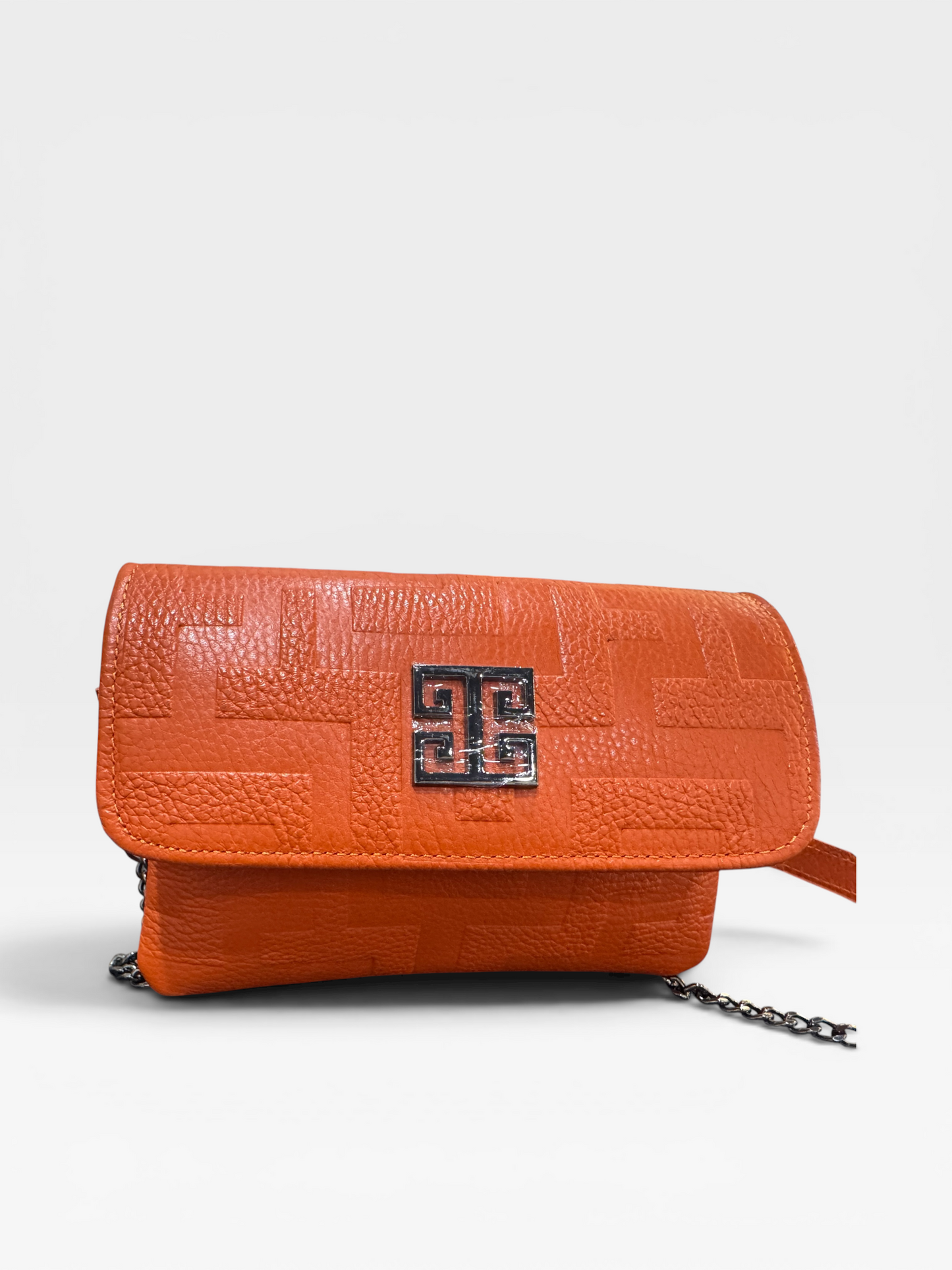 Antiparos Mini Orange Embossed Leather Bag