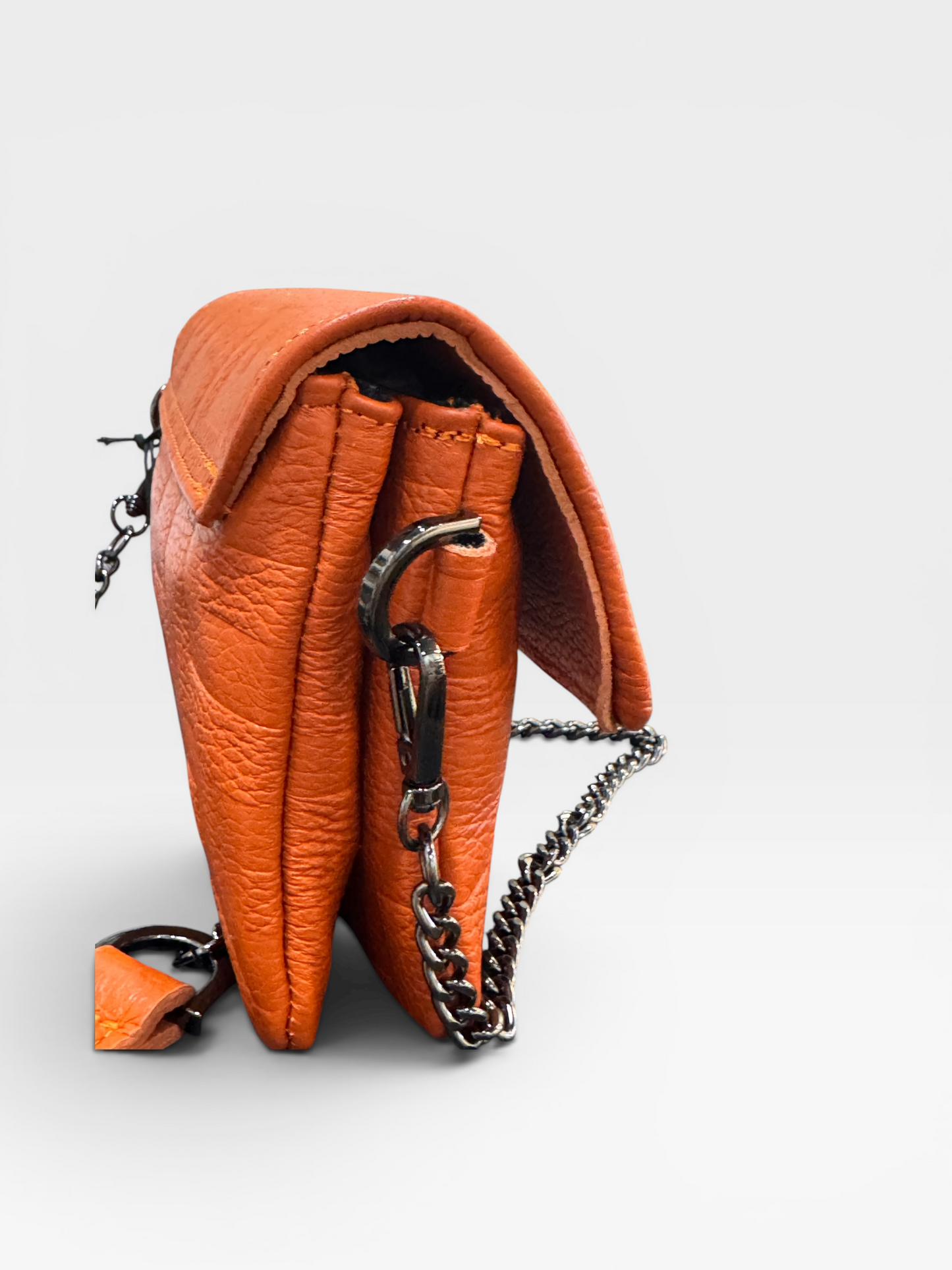 Antiparos Mini Orange Embossed Leather Bag