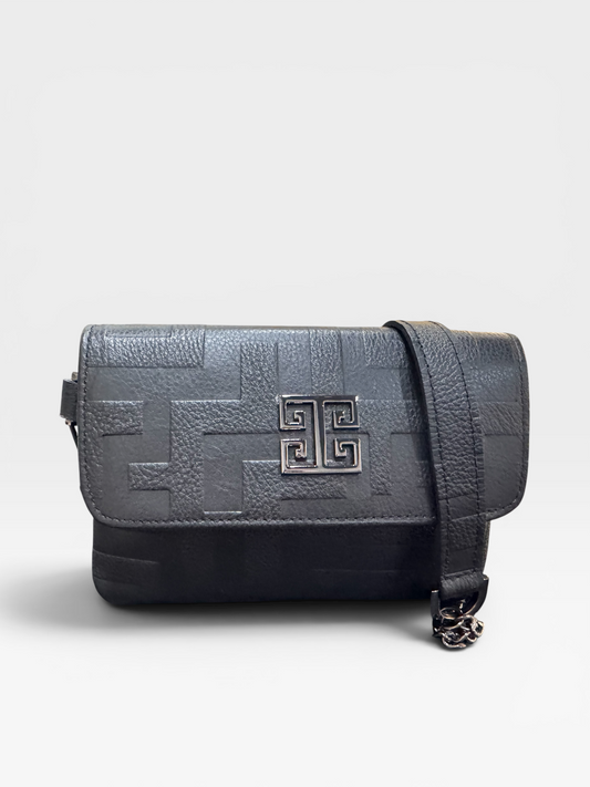 Antiparos Mini Black Embossed Bag