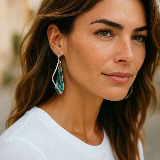 Brass And Resin Drop Earrings