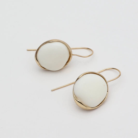 Brass And Stone Drop Earrings