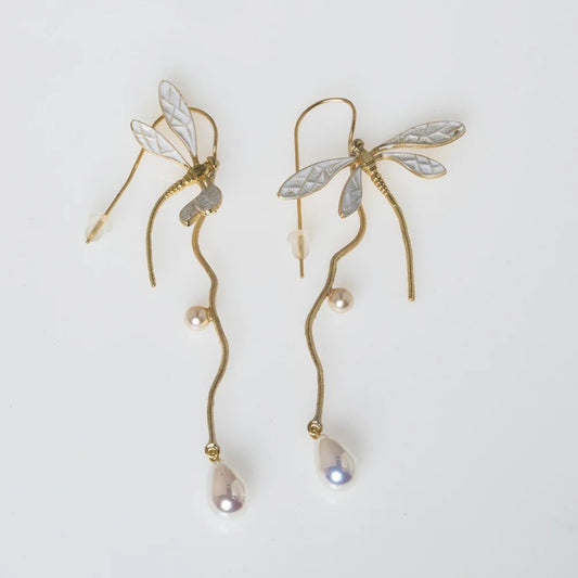 Dragonfly Brass Drop Earrings