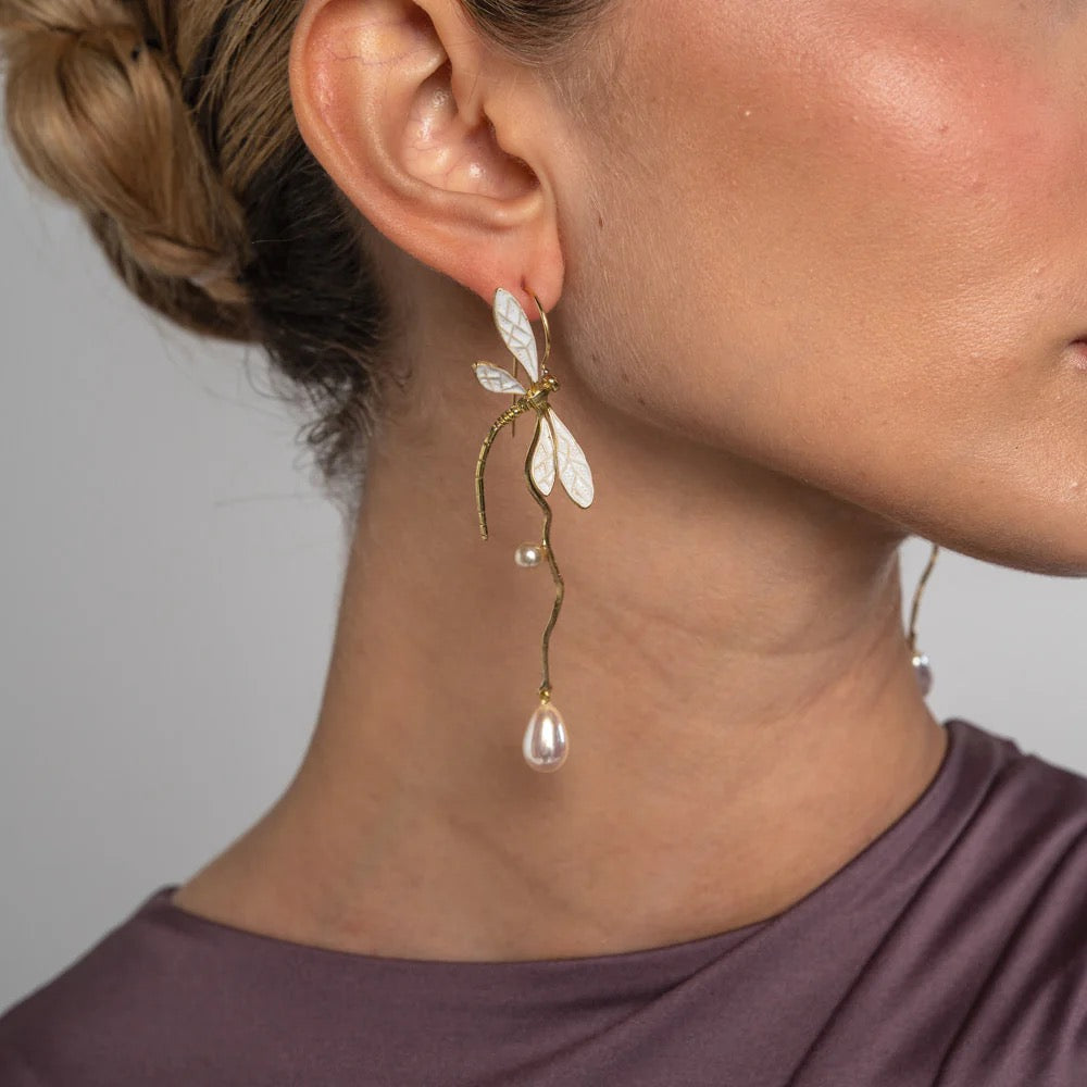 Dragonfly Brass Drop Earrings