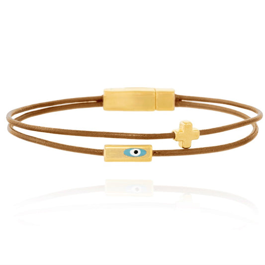 2 Row Evil Eye Leather bracelet
