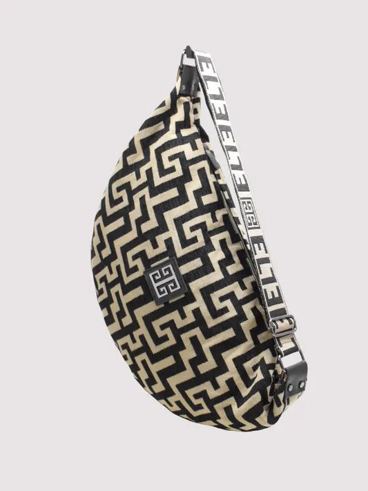 Santorini Beige Black Large Cross Body