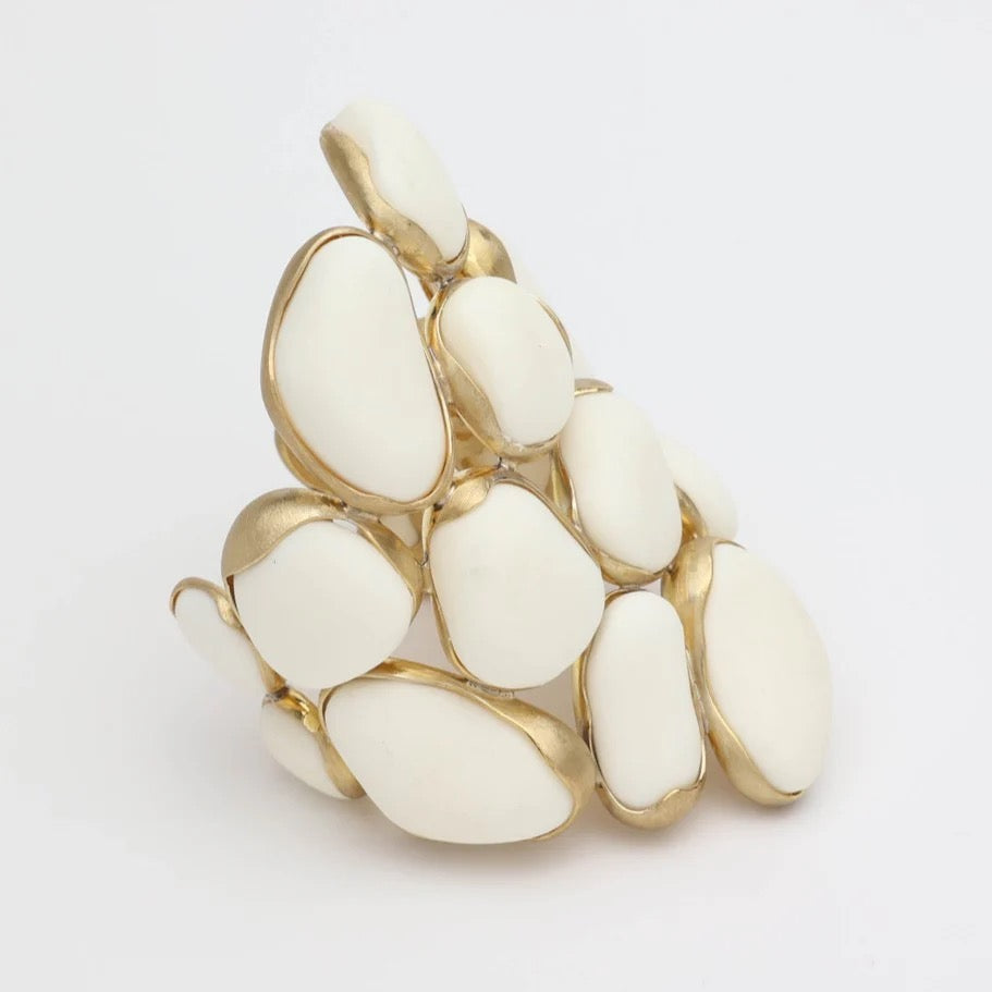 White Stone Brass Cuff