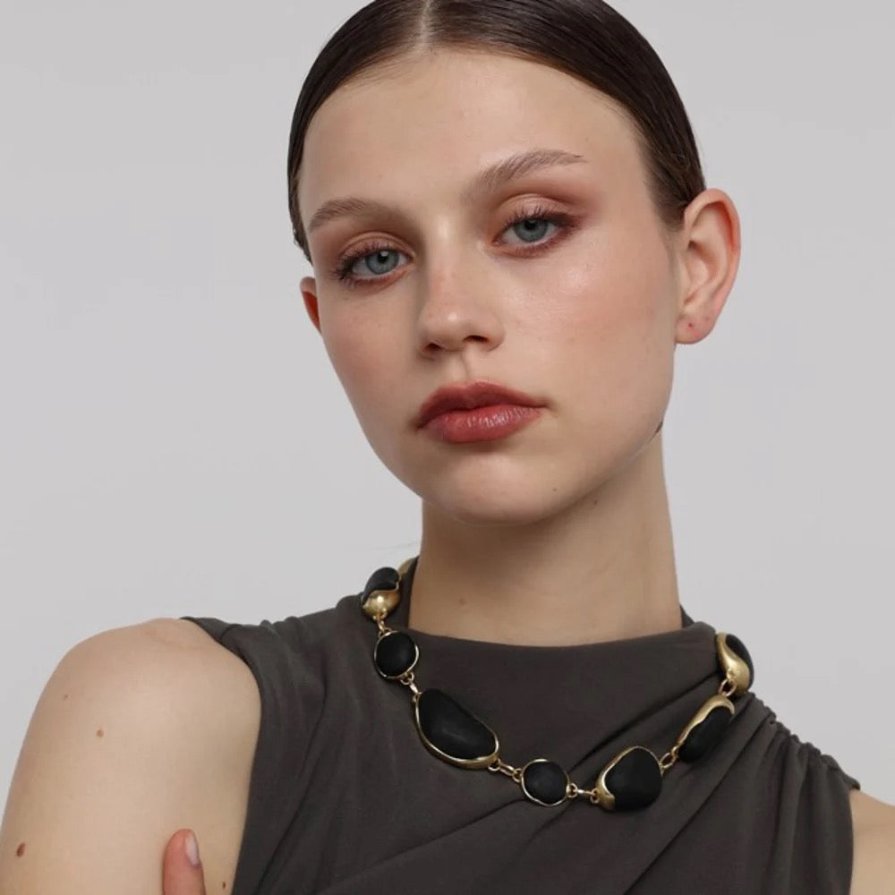 Brass Chain Necklace With Stone
