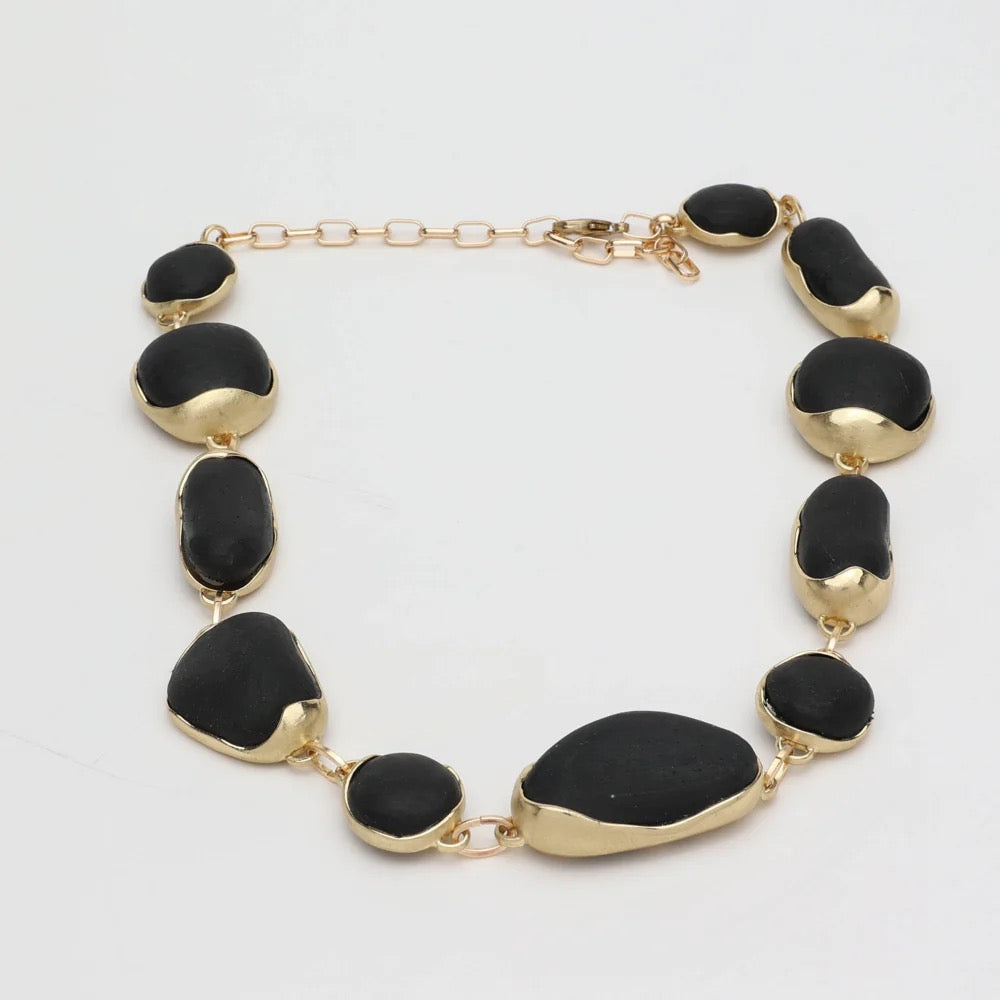 Brass Chain Necklace With Stone