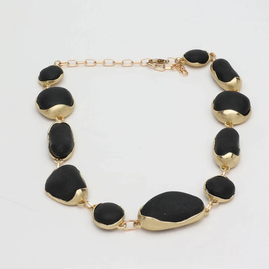 Brass Chain Necklace With Stone