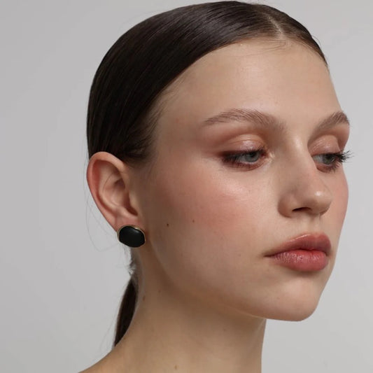 Brass Stone Stud Earrings