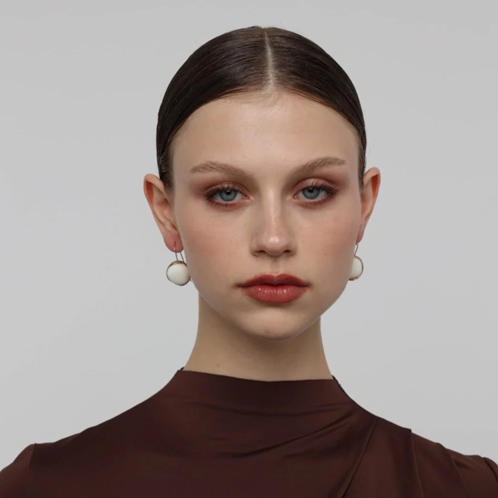 Brass And Stone Drop Earrings