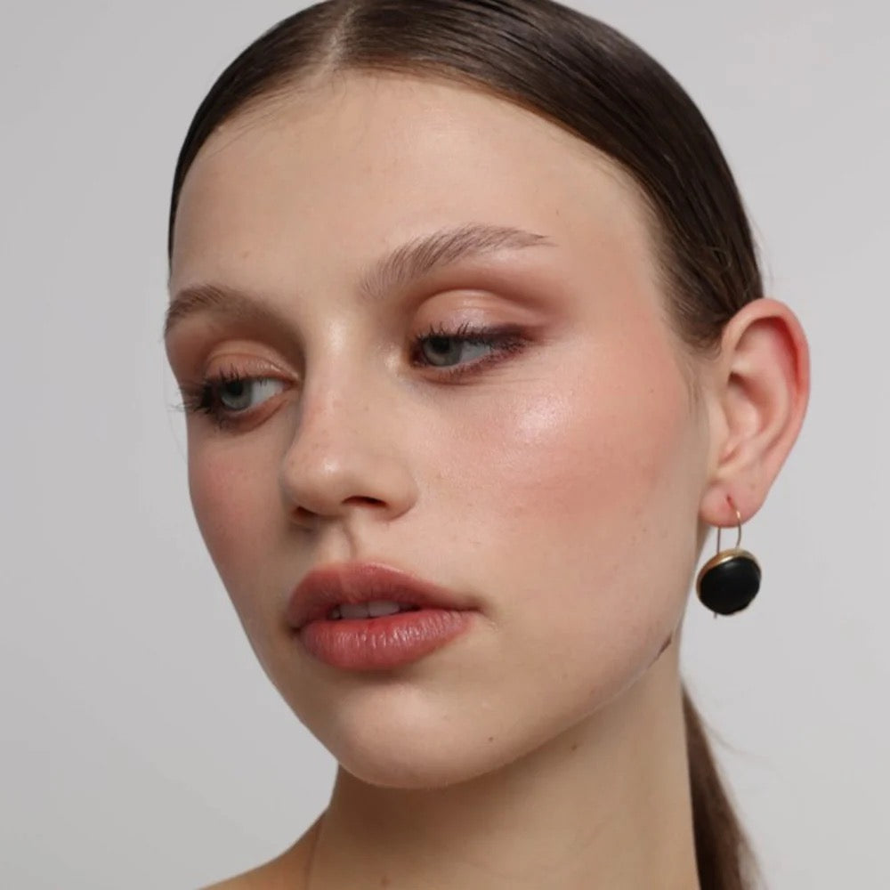 Brass And Stone Drop Earrings
