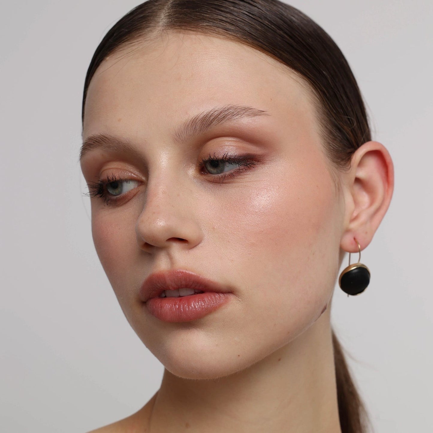 Brass And Stone Drop Earrings