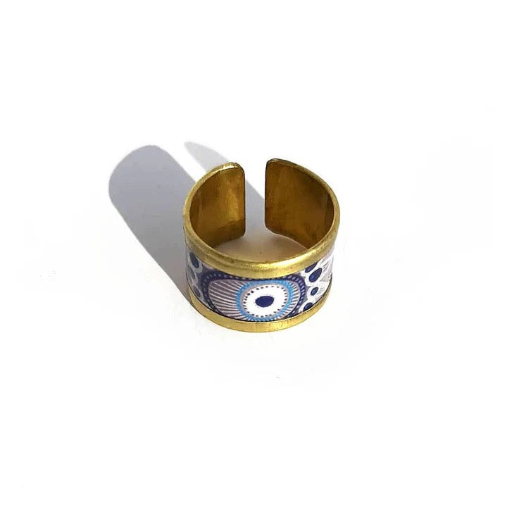 Evil Eye Iris Art Ring