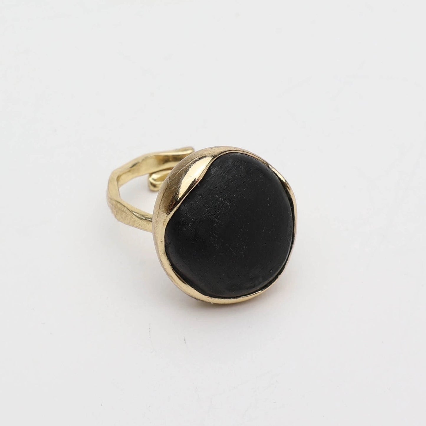 White/Black Stone Brass Ring
