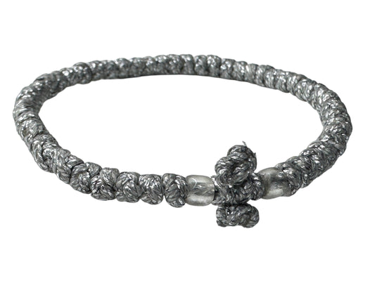 Greek Orthodox Prayer Rope Komboskini Bright Silver
