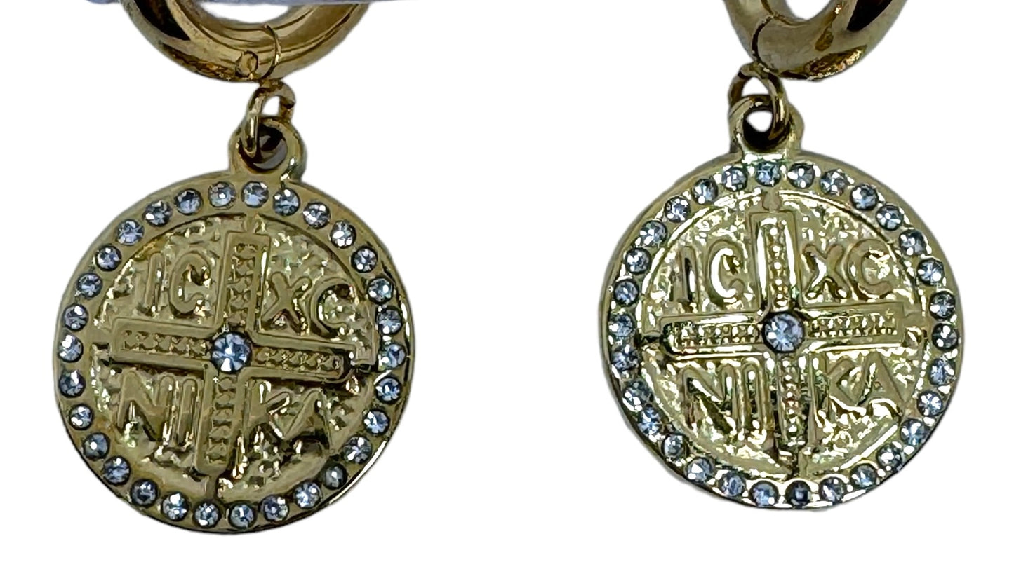 Gold Tone Stainless Steel Byzantine Earrings