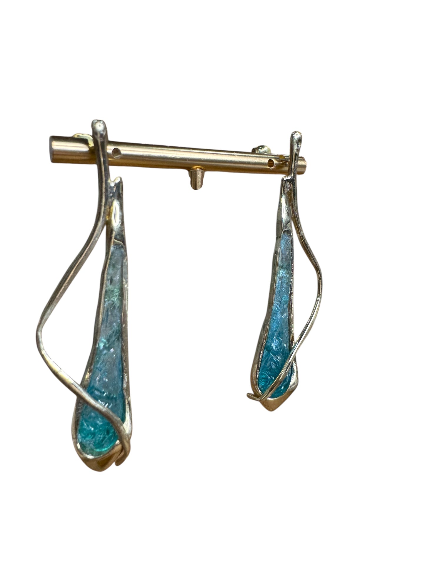 Brass And Resin Drop Earrings