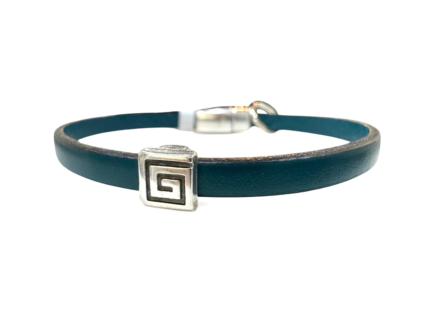 Greek Key Mens Leather Bracelet