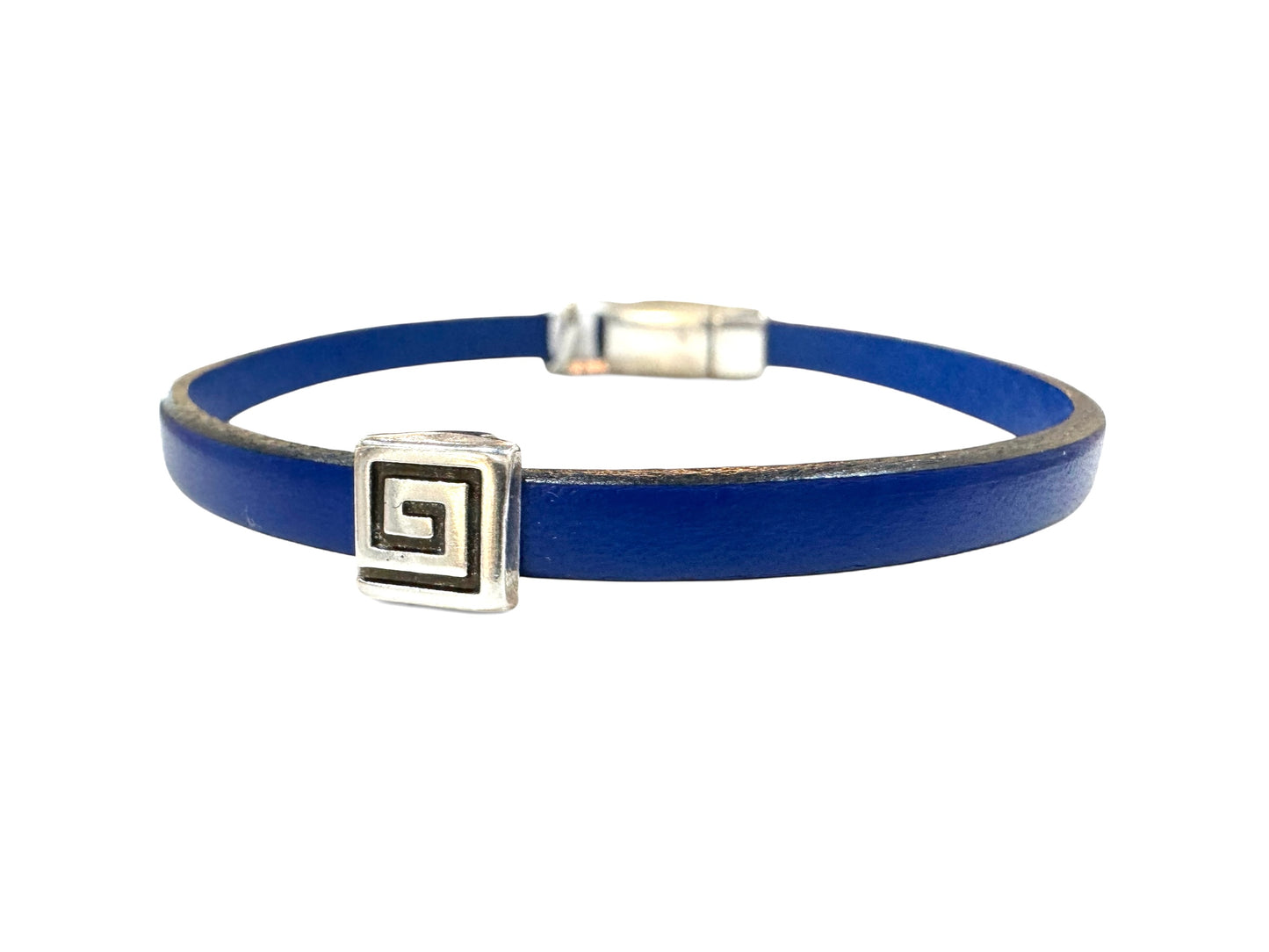 Greek Key Mens Leather Bracelet