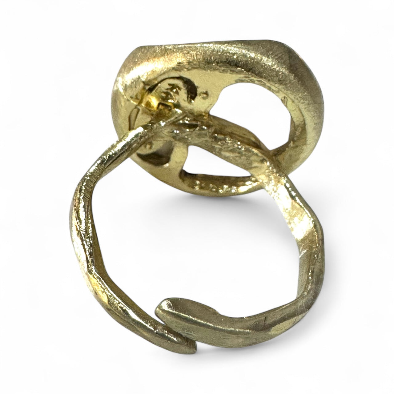 White/Black Stone Brass Ring