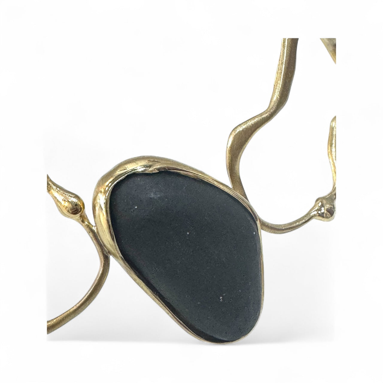 Brass Necklace With Black Stone