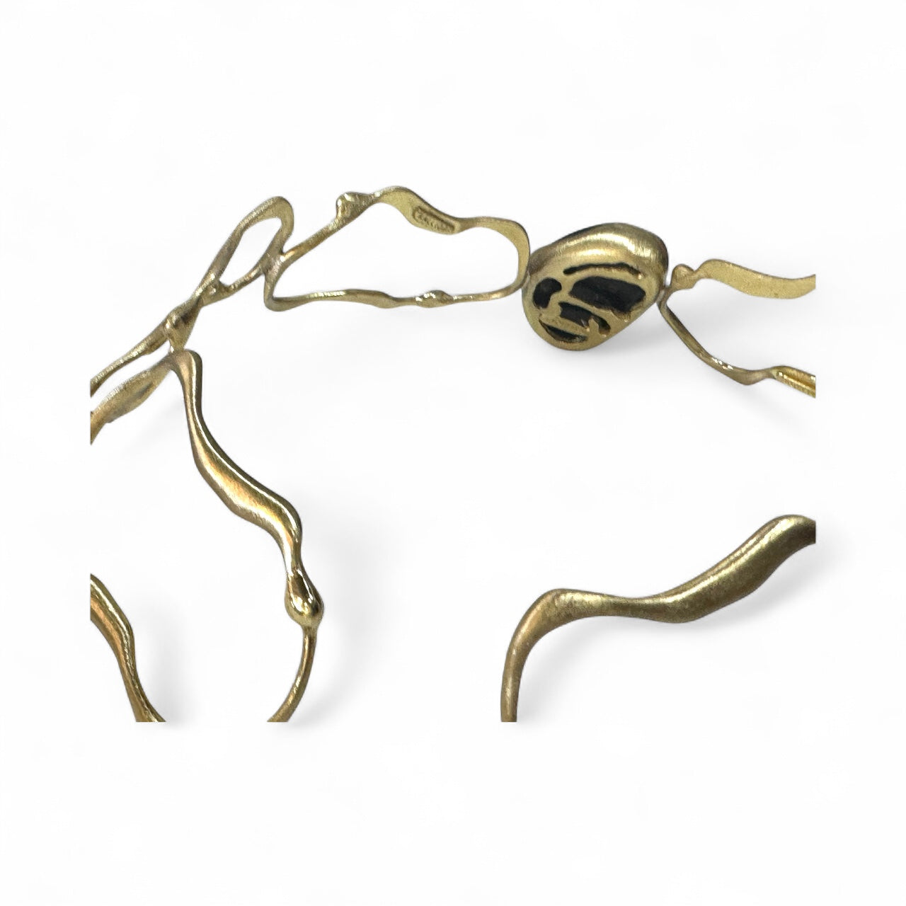 Brass Necklace With Black Stone