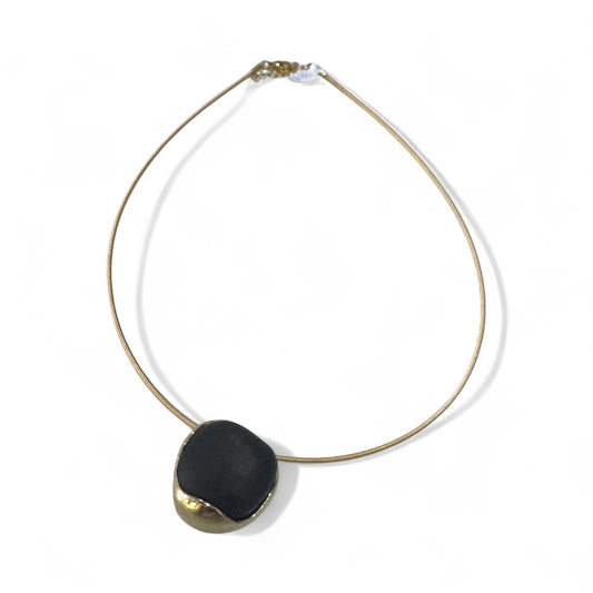 Brass Circular Cable Stone Necklace