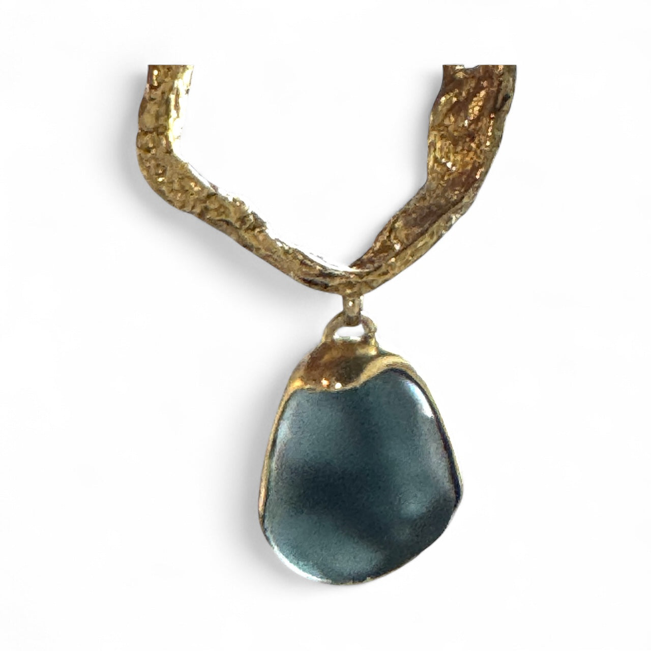Stone Brass Drop Clip Earrings