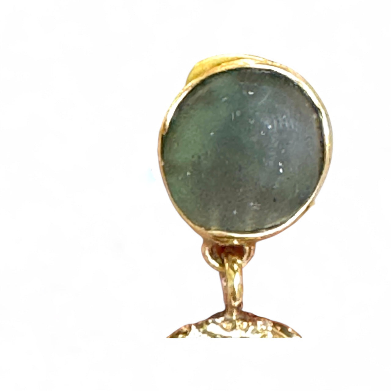 Stone Brass Drop Clip Earrings