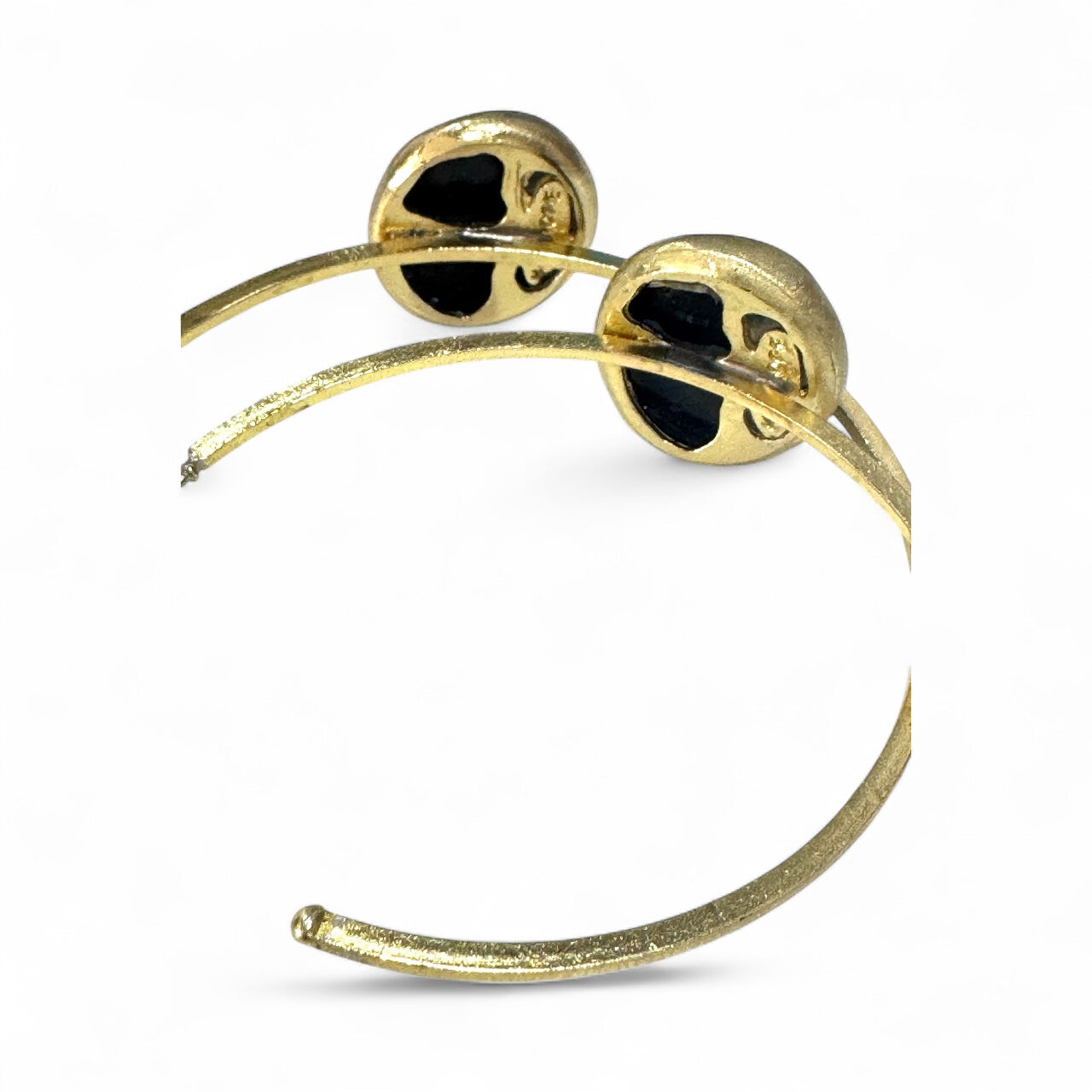 Brass And Stone Hoop Earrings