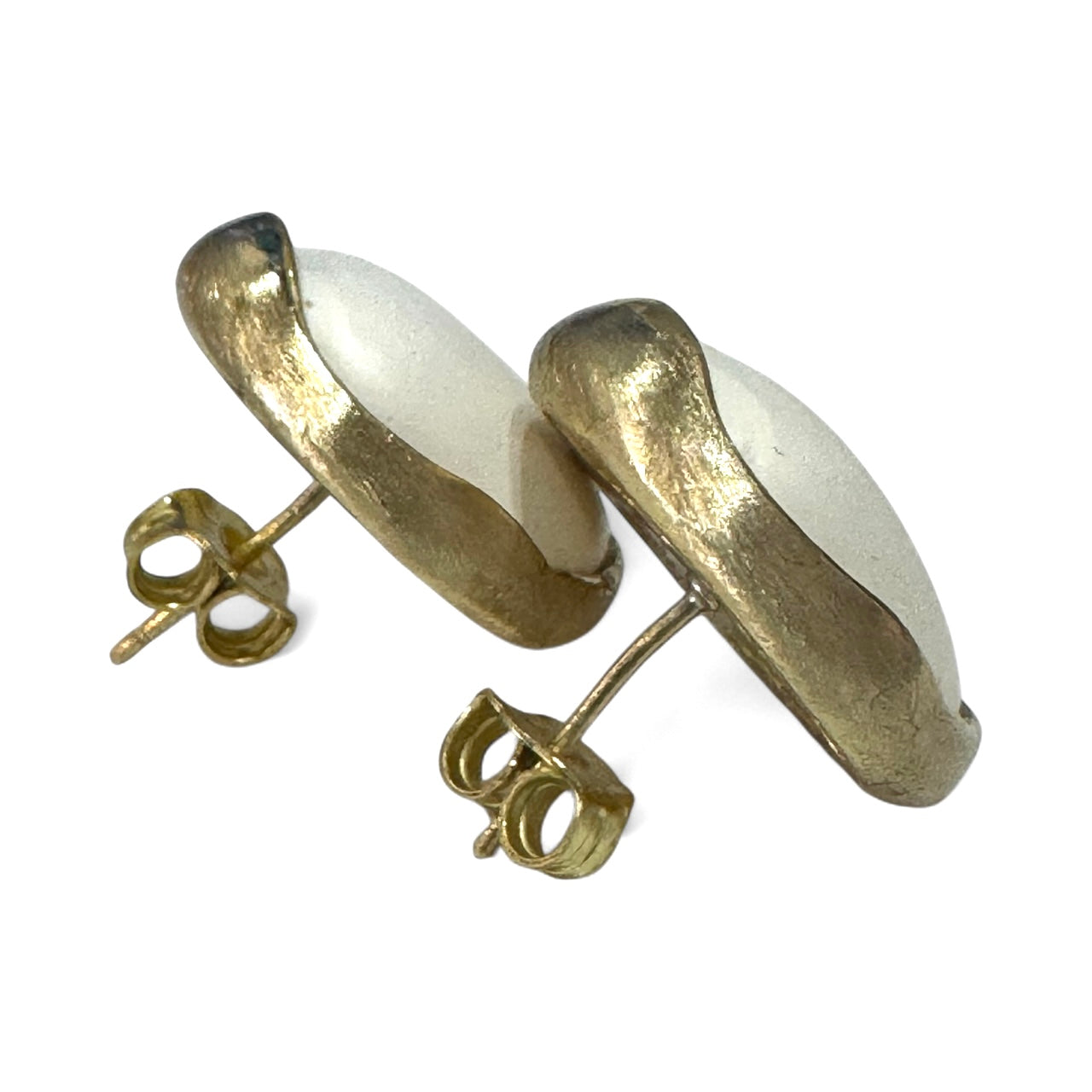 Brass Stone Stud Earrings
