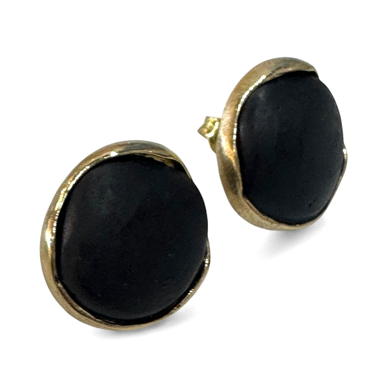 Brass Stone Stud Earrings