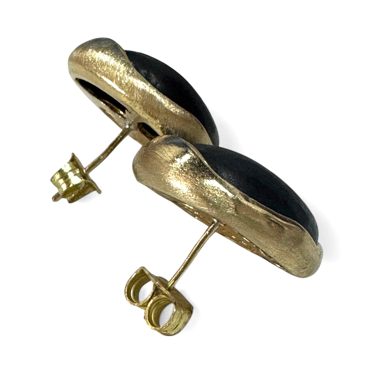 Brass Stone Stud Earrings