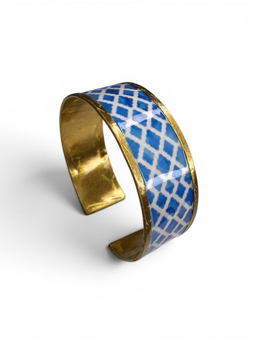 Light Blue Quilted Brass Cuff
