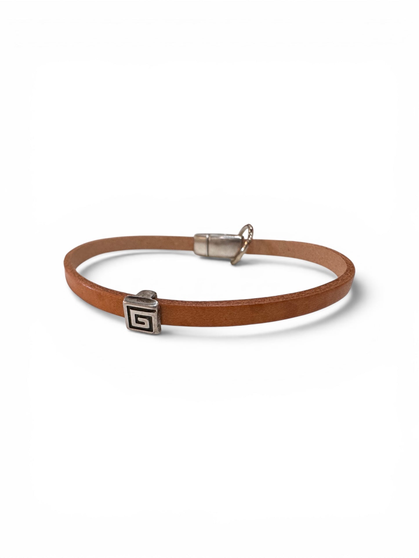 Greek Key Mens Leather Bracelet