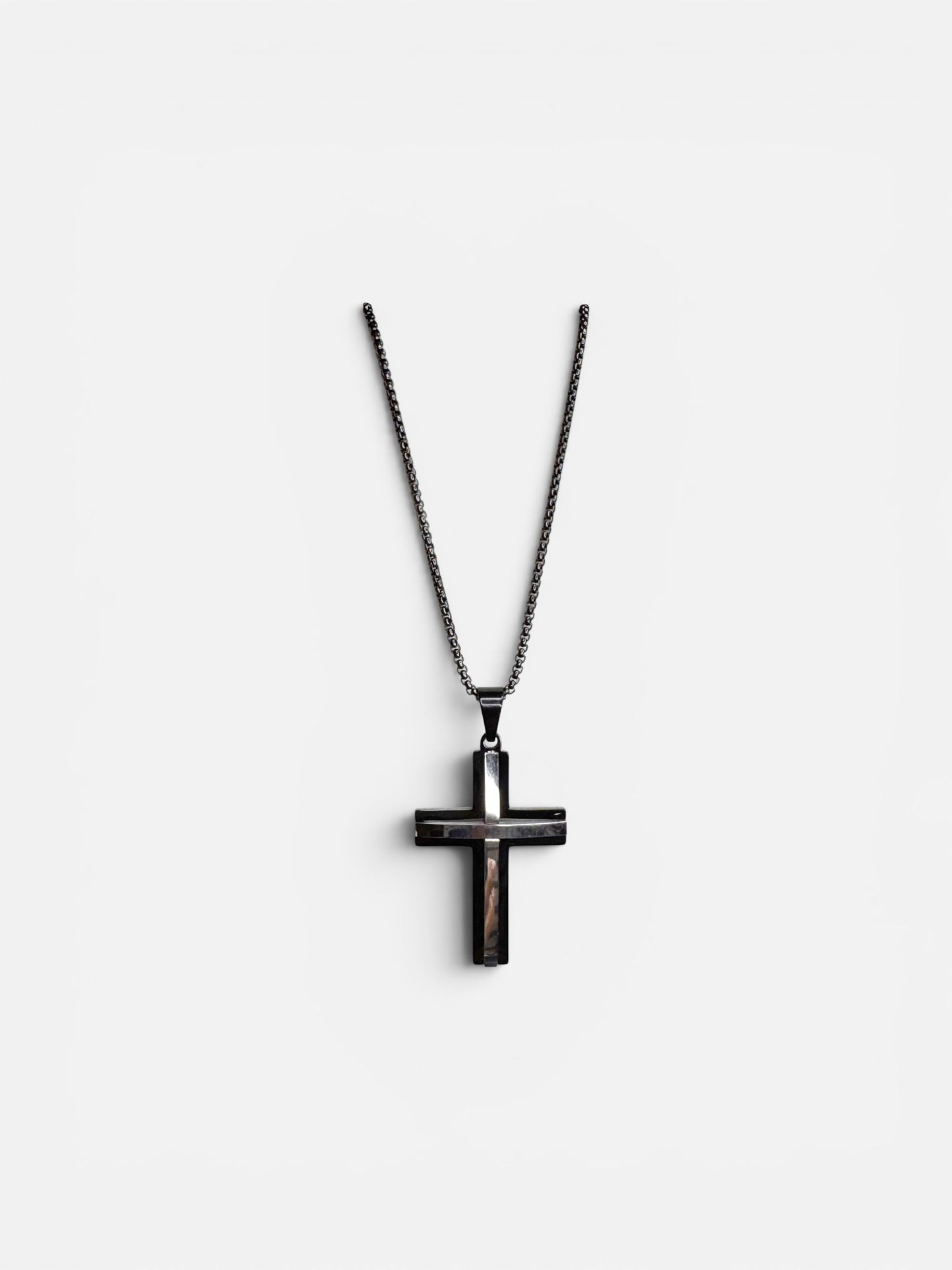 Cronus Black and Stainless Steel Cross