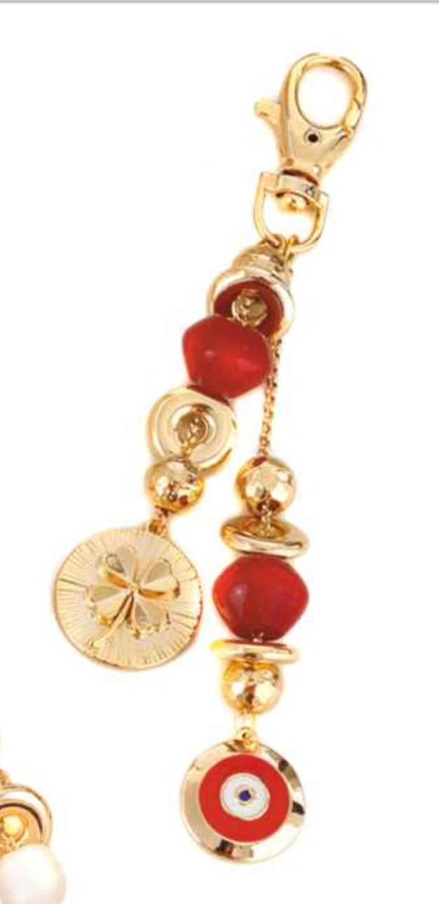Evil Eye Four Leaf Clover Key Chain, Phone Charm, Car Charm.